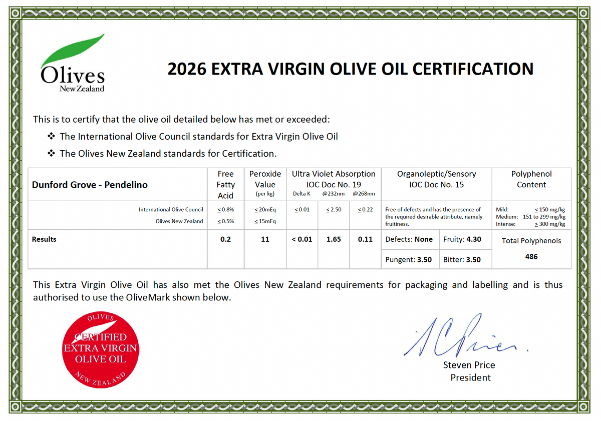 Olivver presents: Dunford Grove Premium High Polyphenol Blend 462 mg/kg - new 2026 season - Olivver