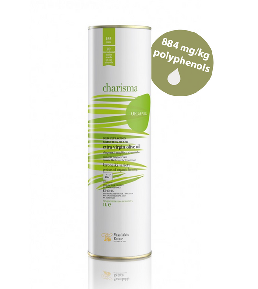 Vassilakis Estate 'Charisma' High Polyphenol -  884 mg/kg - Premium Organic Greek Extra Virgin Olive Oil