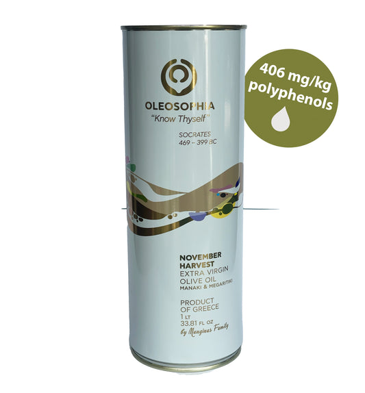 Oleosophia 'November Harvest' Premium Greek Extra Virgin Olive Oil - 1 litre tin - Olivver