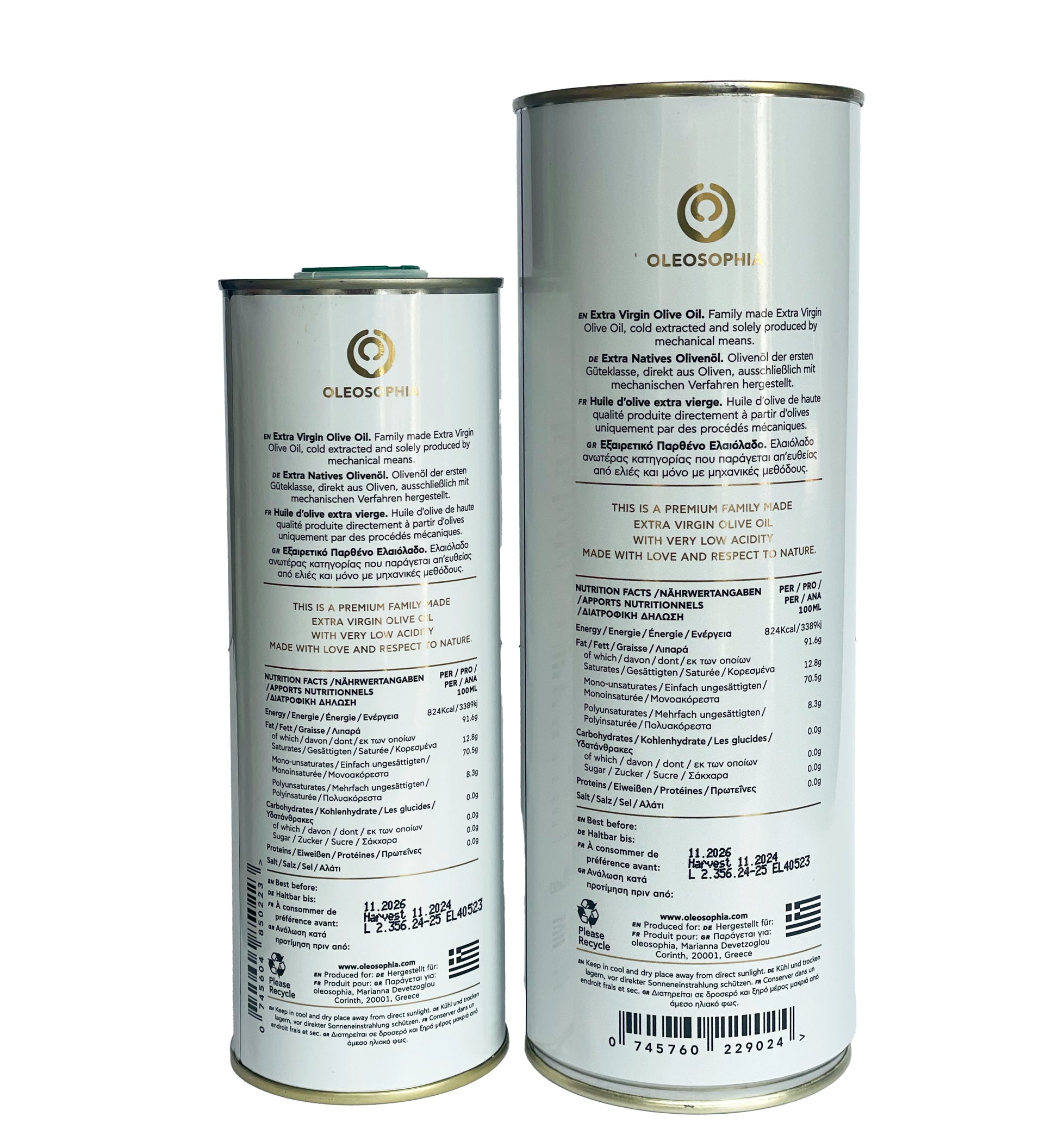 Oleosophia 'November Harvest' Premium Greek Extra Virgin Olive Oil - 500 mls tin - Olivver