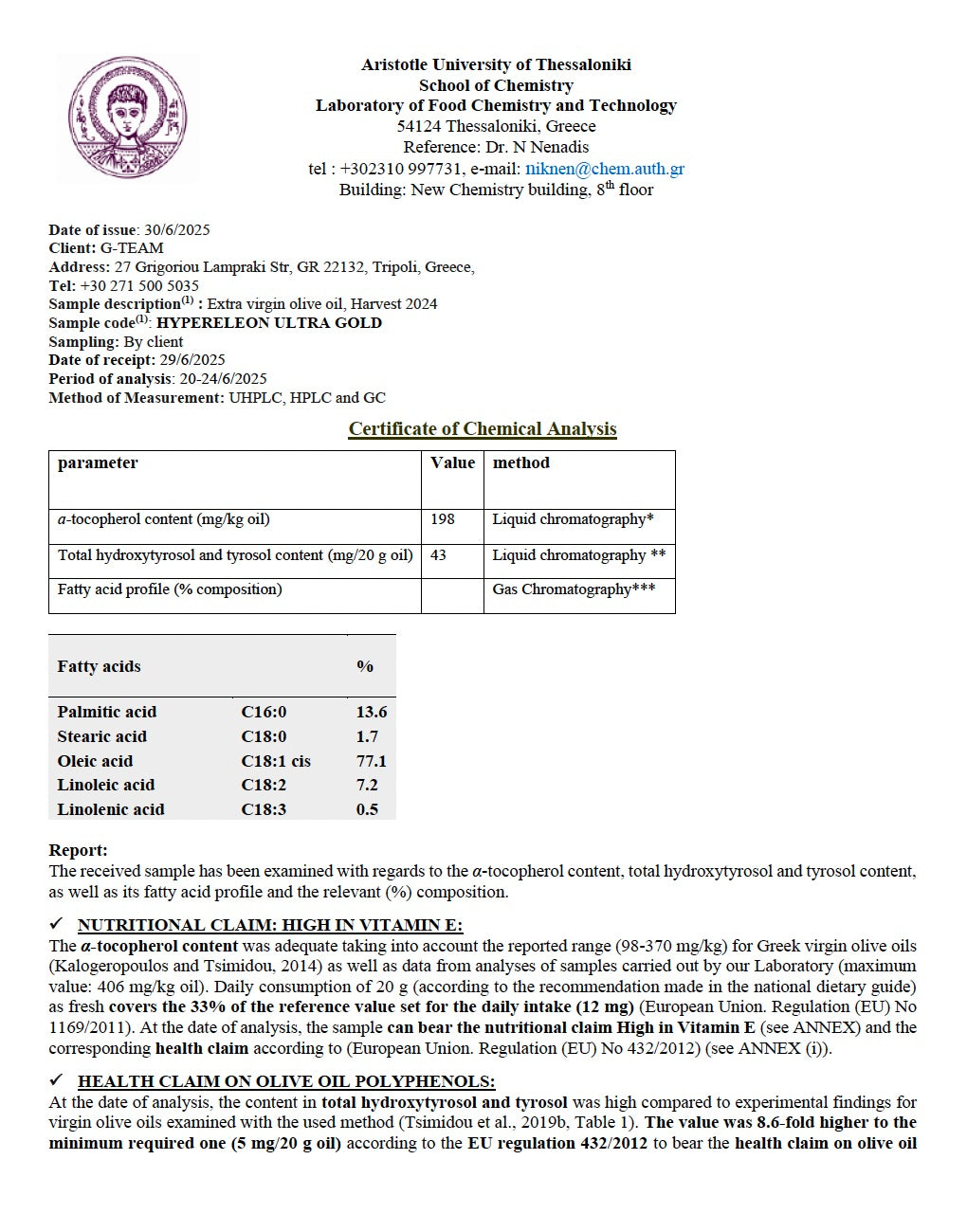 Hyperleon Ultra Gold - 2150 mg/kg - Extremely High Polyphenolic olive oil