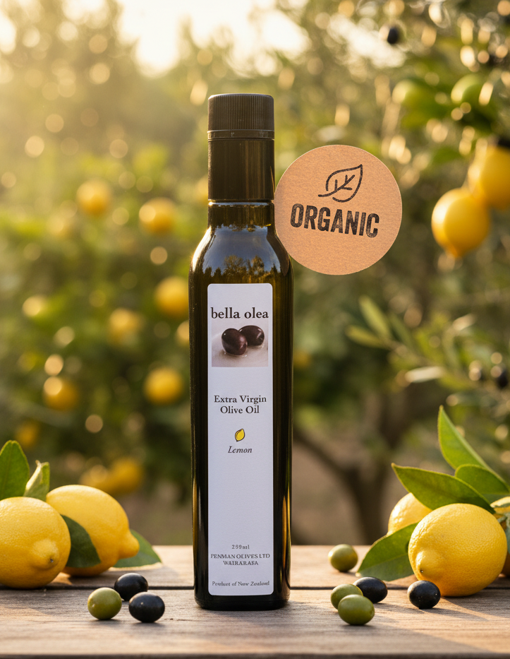 Bella Olea Lemon-infused Organically Grown* Extra Virgin Olive Oil - 2026 harvest - Olivver