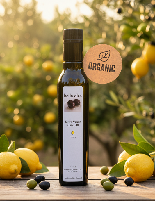 Bella Olea Lemon-infused Organically Grown* Extra Virgin Olive Oil - 2026 harvest - Olivver