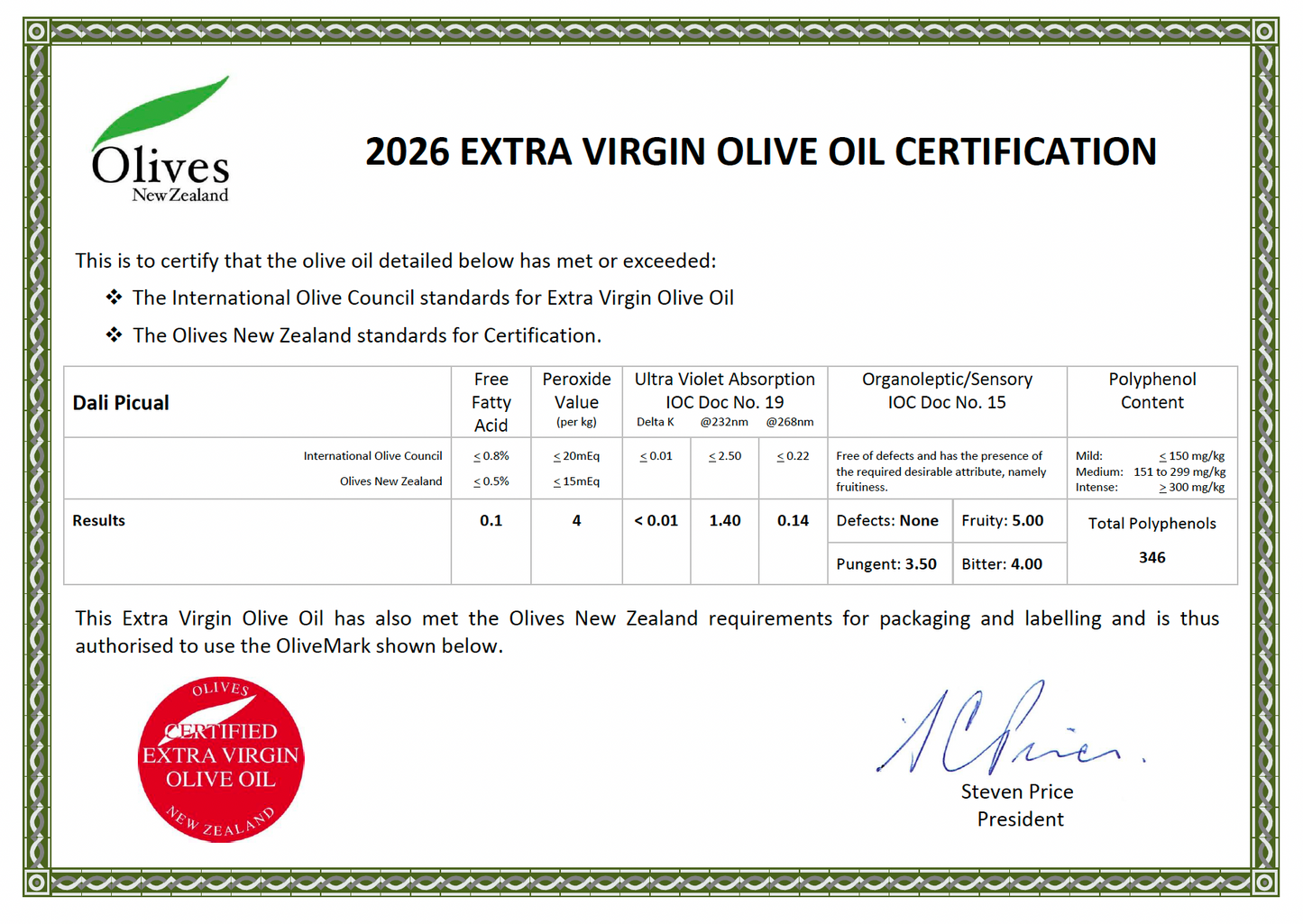 Dali Super Premium Picual - Organically Grown* - new season 2026 - Olivver