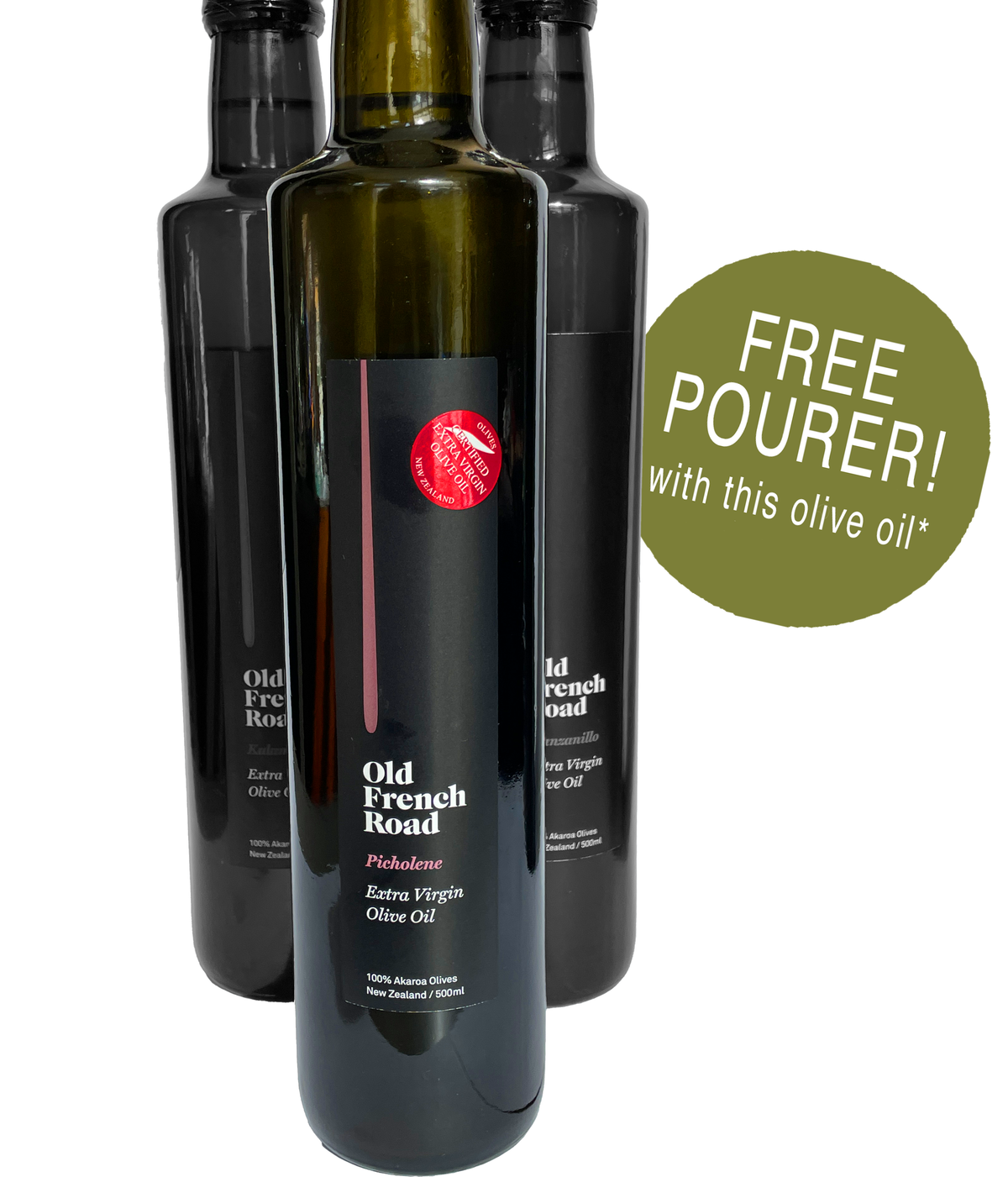 Old French Road Picholine Premium Extra Virgin Olive Oil - 2025 harvest - save $10 - free pourer - Olivver