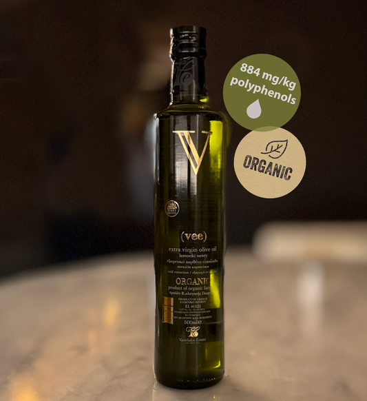 Vassilakis Estate 'V' High Polyphenol - 884 mg/kg - 25/26 Harvest - Premium Organic Greek Extra Virgin Olive Oil - Olivver